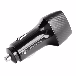 Auton Laturi Forcell F-Energy Carbon USB A QC3.0 PD 3A 38W USB C -kaapelilla CC50-1AC musta