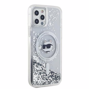Karl Lagerfeld Liquid Glitter Choupette Head MagSafe suojakuori iPhone 12 / 12 Pro:lle - läpinäkyvä