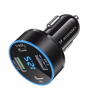 Wozinsky WDCCB auton Laturi näytöllä 50W 2xUSB-C / 2xUSB-A - musta