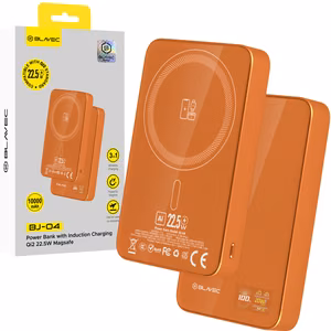 Blavec varavirtalähde 10000 mAh BJ-04 Slim 13,5 mm - Type C - 22,5 W magneettinen Magsafe 3-in-1 (PBBJ04-MC10O) oranssi lasi