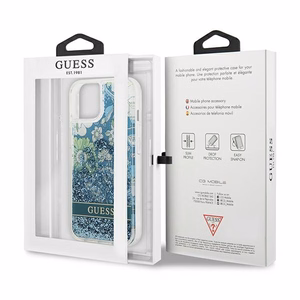 Guess GUHCP13MLFLSN iPhone 13 6.1" vihreä/vihreä kovakotelo Kukka Nestemäinen Glitteri