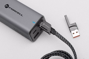 Kaapeli 4in1 USB C / USB A - USB C / Lightning Forcell F-Energy QC PD 3A 60W 1 m C241 kromi