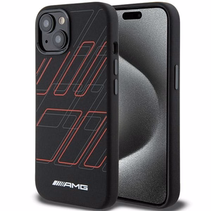 AMG Silicone Large Rhombuses Pattern MagSafe suojakuori iPhone 15 Plus / 14 Pluslle - musta