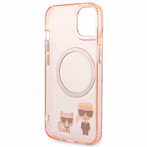 Karl Lagerfeld KLHMP14MHKCP iPhone 14 Plus 6.7 kovakuori vaaleanpunainen / vaaleanpunainen Karl & Choupette Aluminum Magsafe