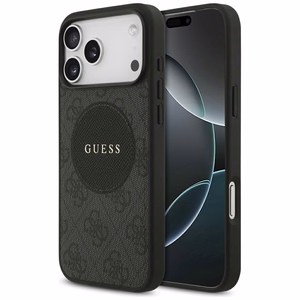 Guess 4G Circle Classic Logo MagSafe Suojakuori iPhone 17 Pro Maxille - musta