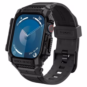 Spigen Rugged Armor Suojakuori Apple Watch 10 46mm -kellolle - musta