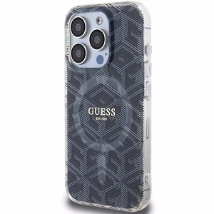 Guess IML GCube MagSafe Suojakuori iPhone 15 Pro:lle - musta