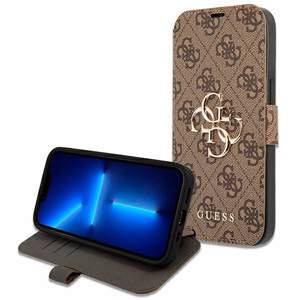 Guess GUBKP13X4GMGBR iPhone 13 Pro Max 6.7" ruskea/ruskea kirja 4G Iso metalli logo