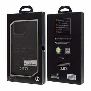 Audi Synteettinen Nahka MagSafe iPhone 16 Pro Max 6.9" Musta/Musta Kova Suojakuori AU-TPUPCMIP16PM-GT/D3-BK