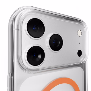 Puro Lite Mag TPU+PC suojakuori MagSafe-yhteensopiva iPhone 17 Pro Max:lle - läpinäkyvä oranssilla renkaalla
