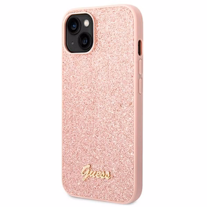 Guess iPhone 14 Plus 6,7" vaaleanpunainen kovakuori Glitter Script
