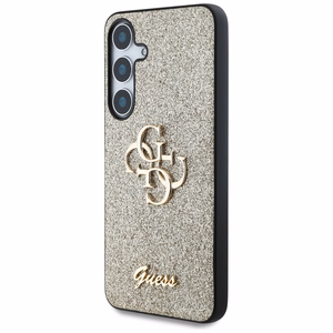 GUESS Fixed Glitter Big 4G Metal Logo Suojakuori Samsung Galaxy S25 Kultainen