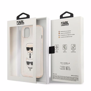 Karl Lagerfeld Glitter Karl & Choupette Head suojakuori laitteelle iPhone 13 mini, kullanvärinen