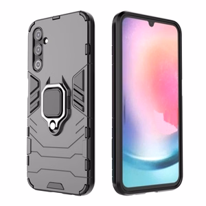 Ring Armor panssari Suojakuori Samsung Galaxy A24 4G:lle Magneettinen pidike sormusrengas musta