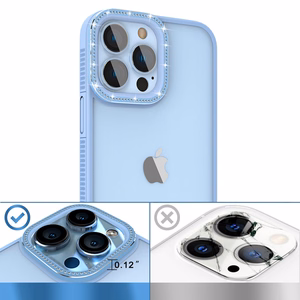 Kingxbar Sparkle sarjan tapauksessa iPhone 13 Pro Max kristallit takaisin kansi sininen