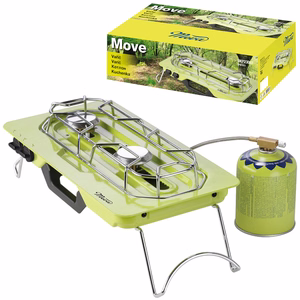 Meva MOVE retkikaasukeitin kaasupatruunoille, 4,6 kW, 2 poltinta ja säädettävä poltinpää