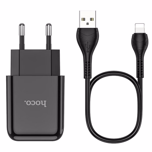 Phone charger Hoco USB A 2A 10W + cable USB A to Lightning N2 black