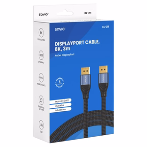Savio CL-211 DisplayPort-kaapeli 3 m musta