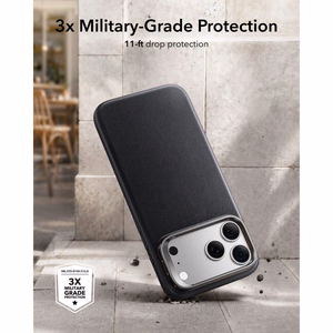 ESR Leather -suojakuori laitteelle iPhone 18 Pro / 17 Pro, tuella, MagSafe-yhteensopiva – musta