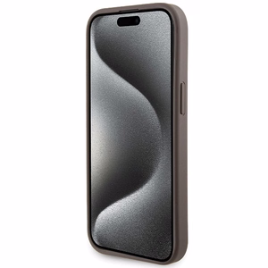 Guess Grip Stand 4G Triangle Strass Suojakuori iPhone 15:lle - ruskea