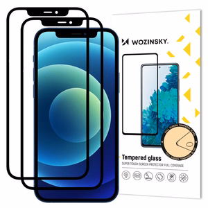 Wozinsky 2x Tempered Glass Full Glue Super Tough Screen Protector Full Coveraged with Frame Case Friendly for iPhone 12 Pro / iPhone 12 black