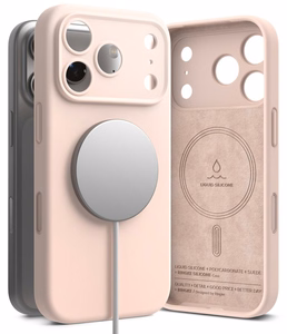 Ringke MagSafe -silikonisuojakuori laitteelle iPhone 18 Pro – vaaleanpunainen