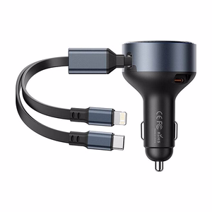 Vention FFOB0 USB-C auton laturi + USB-C/Lightning 30W kaapeli