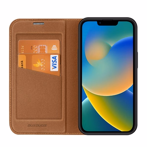 Dux Ducis Skin X2 kotelo iPhone 14 Plus kotelo magneettiläpällä ruskea