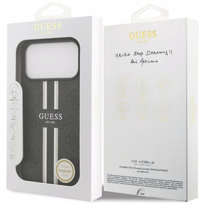 Guess 4G Printed Stripes MagSafe suojakuori iPhone 17 Pro Max:lle musta