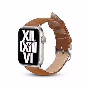 Crong Noble Band genuine-leather strap for Apple Watch 44 / 45 / 46 / 49 mm, mocha
