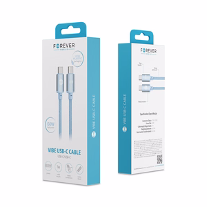 Forever Vibe kaapeli USB-C - USB-C 1,0 m 60W taivaansininen
