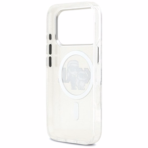 Karl Lagerfeld IML Glitter Karl & Choupette Sketch Logo MagSafe suojakuori iPhone 17 Pro - kirkas