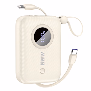 Dudao K14 10000mAh tehopankki USB-C / Lightning-kaapeleilla - beige