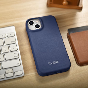 iCarer CE Premium Nahka Folio Case iPhone 14 Plus Magneettinen Flip Nahka Folio Case MagSafe Blue (WMI14220715-BU)