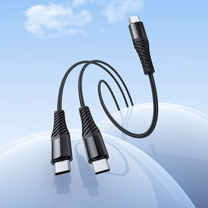 Hoco 2-in-1 USB-C - USB-C+C -kaapeli 1 m X123 - musta
