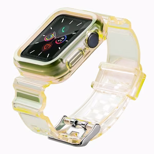Silikoniranneke Rannekoru Kotelo Hihna Light Set for Apple Watch 38mm - Keltainen
