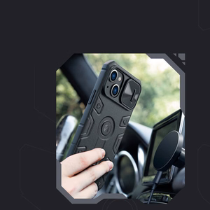 Nillkin CamShield Armor Pro Magneettinen kotelo iPhone 14 Plus MagSafe panssaroitu suojus jalusta rengas musta