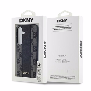 DKNY Nahkainen Checkered Mono Pattern MagSafe Suojakuori Samsung Galaxy S24+:lle - Musta