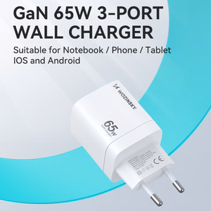 Wozinsky CGWCW 65W GaN Wall Charger USB-A / 2 x USB-C - White