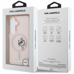Karl Lagerfeld suojakuori IML Peekaboo Choupette MagSafe Samsung Galaxy S26:lle pinkki