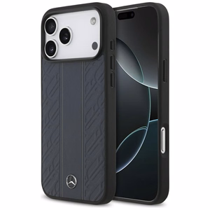 Mercedes Leather Laurel Leaves Stripes MagSafe -suojakuori iPhone 17 Pro Max - sininen