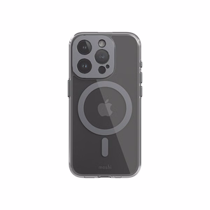 Moshi iGlaze MagSafe suojakuori iPhone 15 Pro -laitteelle, läpinäkyvä Meteorite Gray -yksityiskohdilla