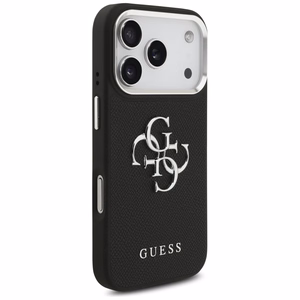 Guess Grained Big 4G Classic Logo suojakuori laitteelle iPhone 17 Pro, musta