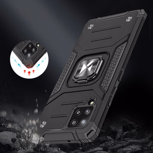 Wozinsky Ring Armor Case Kickstand Kova Rugged Cover Samsung Galaxy A42 5G musta musta