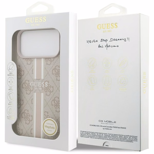 Guess 4G Printed Stripes MagSafe-suojakuori iPhone 17 Pro Max:lle - vaaleanpunainen