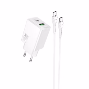 Laturi Hoco N71 30W GaN USB-C/USB-A + USB-C–USB-C-kaapeli 1,0 m valkoinen