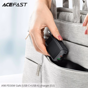 Acefast A98 Network Charger GaN USB-A / USB-C PD 30W - Black