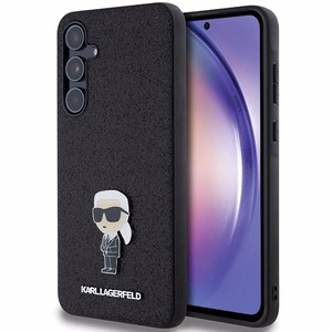 Karl Lagerfeld Fixed Glitter Ikonik Logo Metal Pin Suojakuori Samsung Galaxy A55:lle - musta
