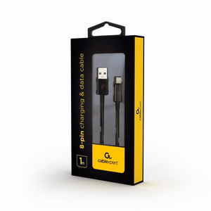 Gembird CC-USB2-AMLM-1M Lightning-kaapeli, musta