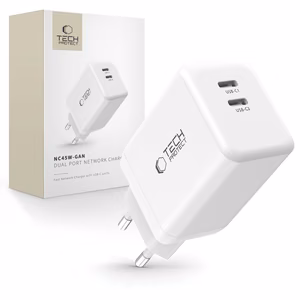 Tech-Protect NC45W-GAN 2-PORT PD45W Laturi - valkoinen